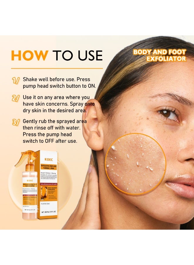 KOEC Kojic Acid Turmeric Skin Renewal Spray 200ml | Exfoliates, Improves Roughness and Dullness, Body Care, Unisex. - Image 4
