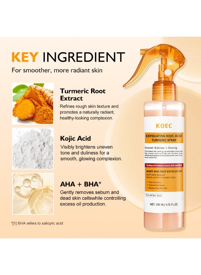 KOEC Kojic Acid Turmeric Skin Renewal Spray 200ml | Exfoliates, Improves Roughness and Dullness, Body Care, Unisex. - Image 3