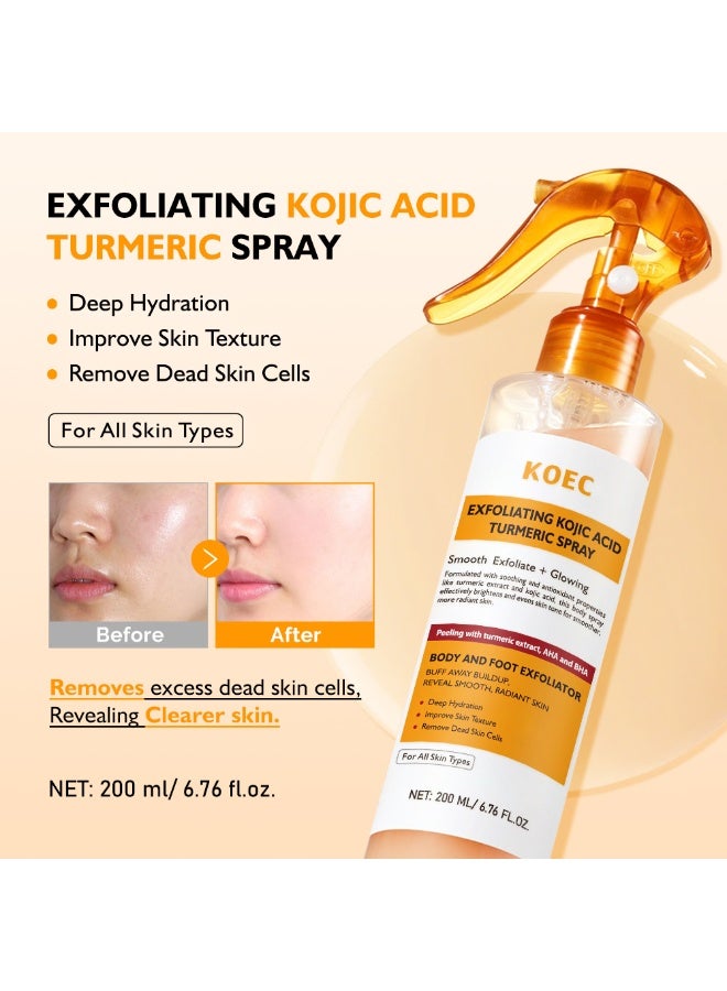 KOEC Kojic Acid Turmeric Skin Renewal Spray 200ml | Exfoliates, Improves Roughness and Dullness, Body Care, Unisex. - Image 2