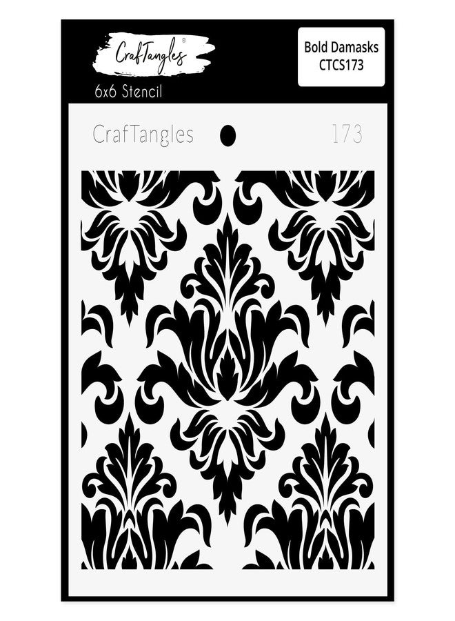 CrafTangles Art and Craft Stencil - Bold Damasks, 6x6 inch, Reusable, Used for DIY Painting on Canvas, Fabric, Cloth, Paper, Glass, Furniture, Wall, Mixed Media and Decoupage, 1Pc, CTCS173