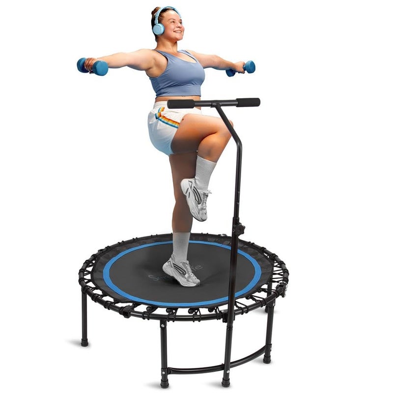 Serenelife 40" Inch Portable Fitness Trampoline with Adjustable Handrail for Indoor and Outdoor Use â€“ Professional Round Jumping Trampoline â€“ Cardio Trampoline - Image 1