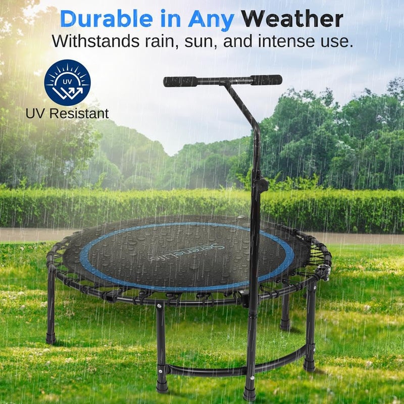 Serenelife 40" Inch Portable Fitness Trampoline with Adjustable Handrail for Indoor and Outdoor Use â€“ Professional Round Jumping Trampoline â€“ Cardio Trampoline - Image 4