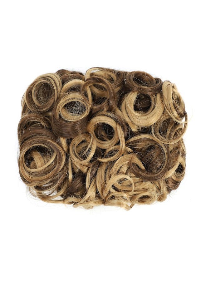 SWACC Short Messy Curly Dish Hair Bun Extension Easy Stretch hair Combs Clip in Ponytail Extension Scrunchie Chignon Tray Ponytail Hairpieces (Dark Blond Brown Mixed -9H19#) - Image 2
