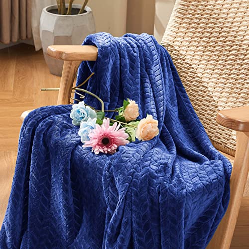 inhand Royal Blue Throw Blanket, Super Soft Fuzzy Blanket for Couch Sofa Bed Office, Cozy Plush Fleece Blanket Throw Size, Washable Lightweight Flannel Blankets Throw for All Season, 50x60 Inches - Image 2