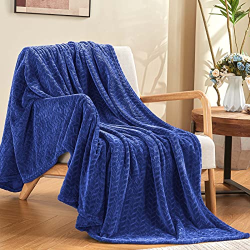 inhand Royal Blue Throw Blanket, Super Soft Fuzzy Blanket for Couch Sofa Bed Office, Cozy Plush Fleece Blanket Throw Size, Washable Lightweight Flannel Blankets Throw for All Season, 50x60 Inches - Image 1