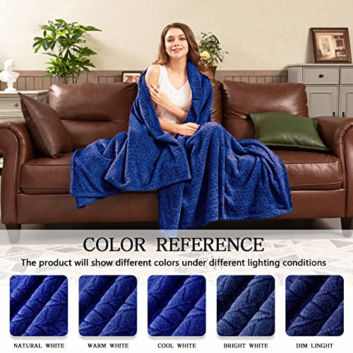 inhand Royal Blue Throw Blanket, Super Soft Fuzzy Blanket for Couch Sofa Bed Office, Cozy Plush Fleece Blanket Throw Size, Washable Lightweight Flannel Blankets Throw for All Season, 50x60 Inches - Image 5