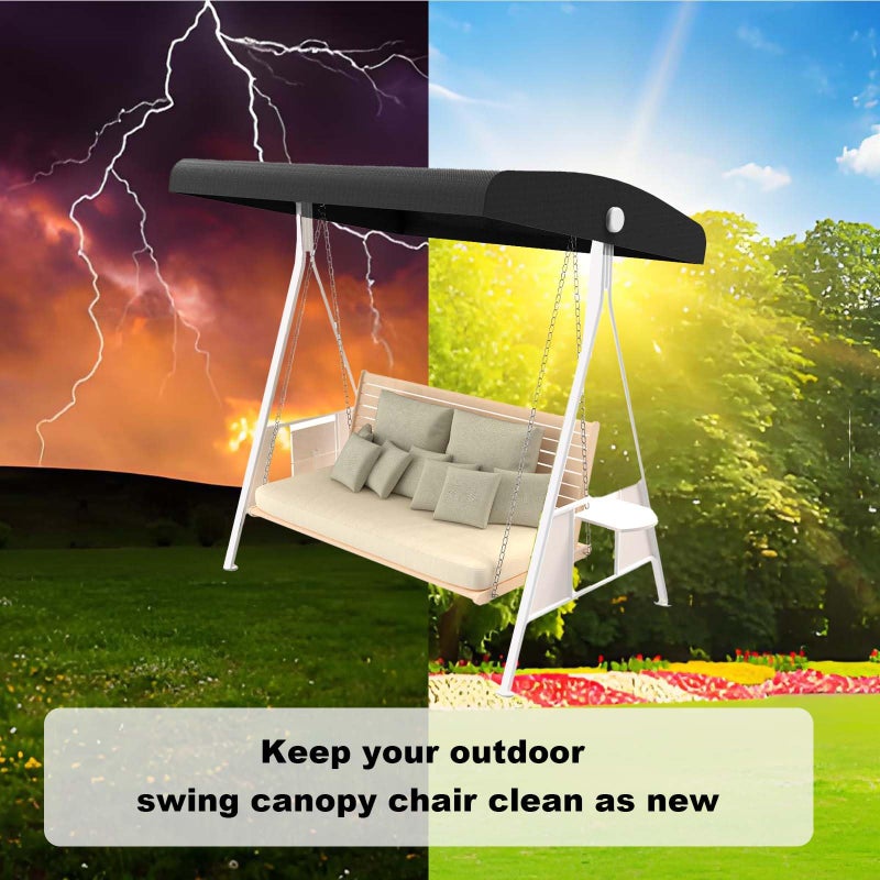 Hagsfire Outdoor Swing Canopy Replacement Top Cover, Universal Patio Swing Covers 3 Seater, Waterproof Replacement Canopy Outdoor Furniture Cover for Garden Patio Porch Hammock (Black, 55.9"L x 47"W x 7-9"H) - Image 5