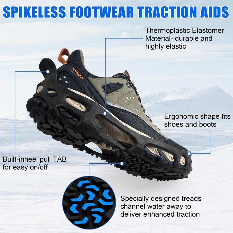 VATEICO Ice Cleats Spikeless,Anti-Slip Snow Cleat Winter Traction Grips Crampon for Slick Wet Slippery Surface Indoor Outdoor Use Ice Shoes Grippers Rubber Tread Roofing Shoes (Small(US 5.5-8/UK 3.5-7)) - Image 3