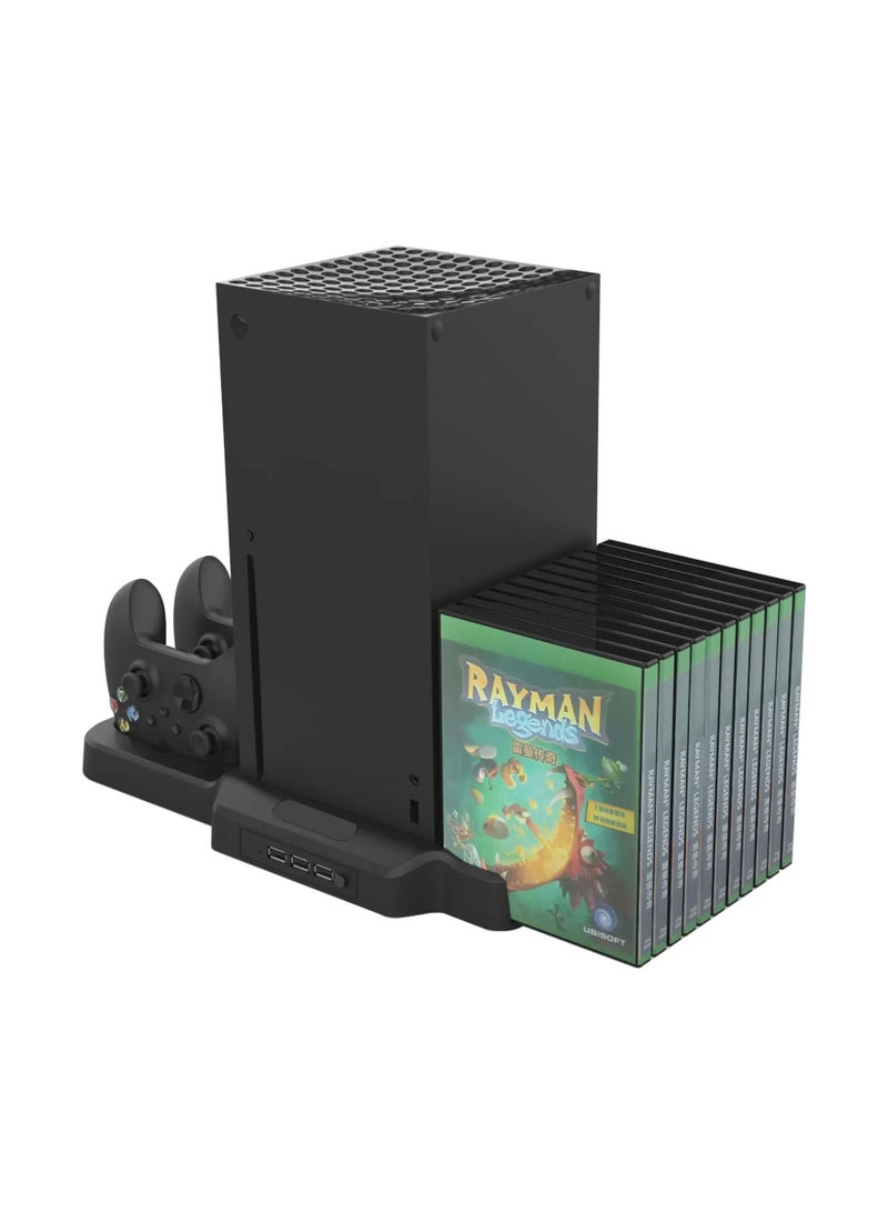 KJH-XSX-009 Vertical Stand For Xboxes Series S X Cooling Fan Charging Dock Disk Rack 3 In 1 Cooer Charger Base