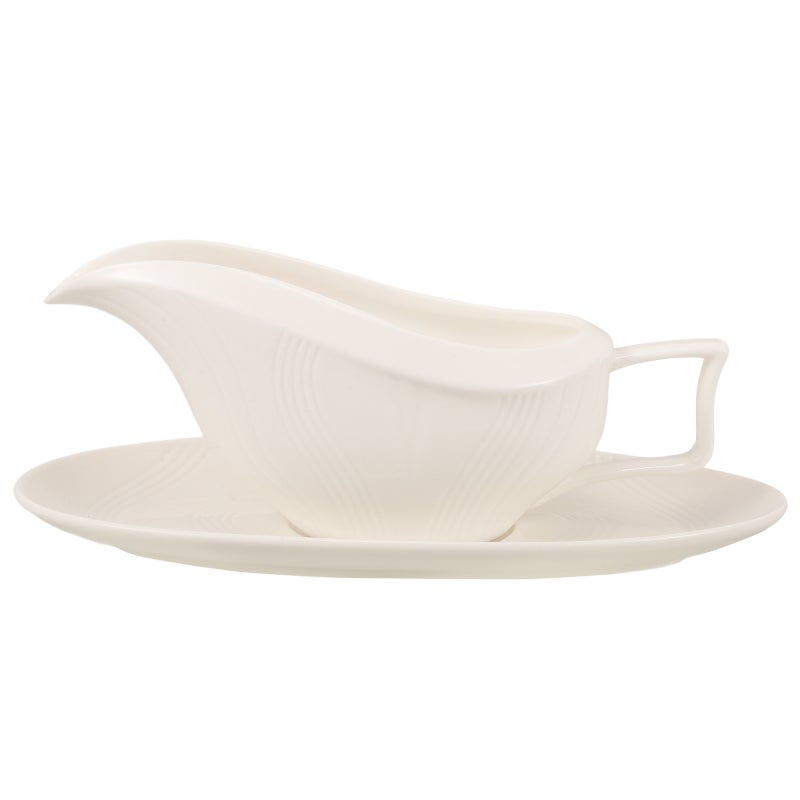 Ceramic Gravy Boat with Saucer 250 ml Sauce Jug Coffee Creamer Pitcher for Turkey Beef Sauce Salad Dressing Creamer Broth White - Image 4