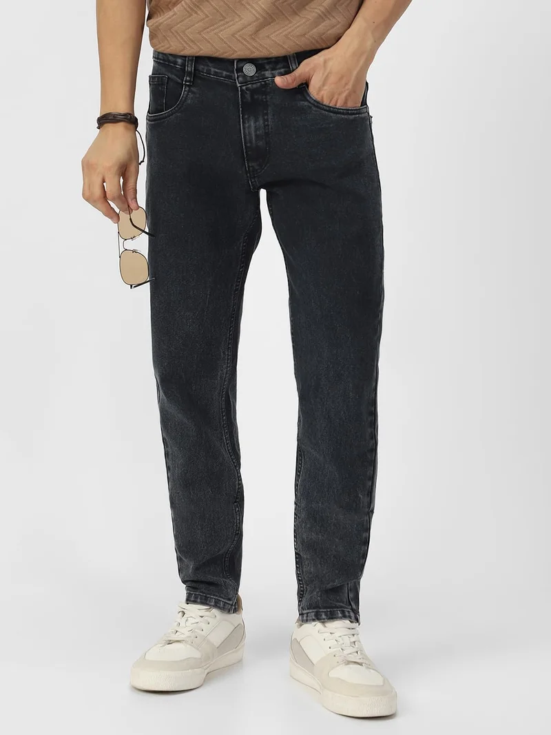 أوربانو فاشن Urbano Fashion Men's Carbon Grey Regular Fit Washed Jeans Stretchable