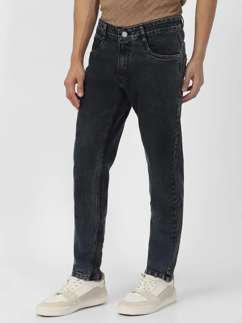 أوربانو فاشن Urbano Fashion Men's Carbon Grey Regular Fit Washed Jeans Stretchable