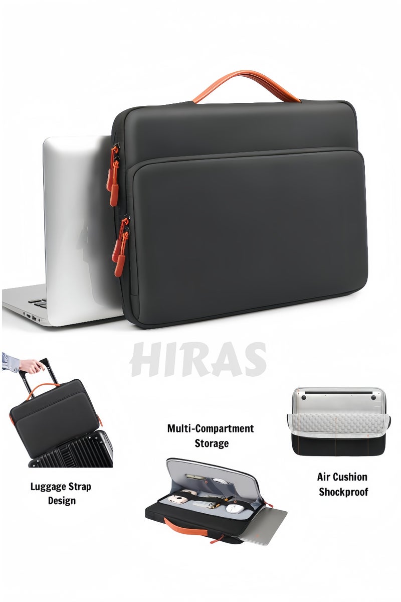 Hiras Shockproof Water Resistant Laptop Bag 14/15.4 inch - Large Capacity Business Travel Tote with Anti-Theft Pockets, Slim Lightweight Design & Luggage Strap, Laptop Bag for Men, Women (Black) - Image 1