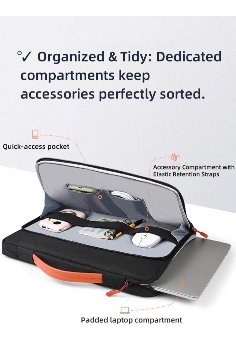 Hiras Shockproof Water Resistant Laptop Bag 14/15.4 inch - Large Capacity Business Travel Tote with Anti-Theft Pockets, Slim Lightweight Design & Luggage Strap, Laptop Bag for Men, Women (Black) - Image 2