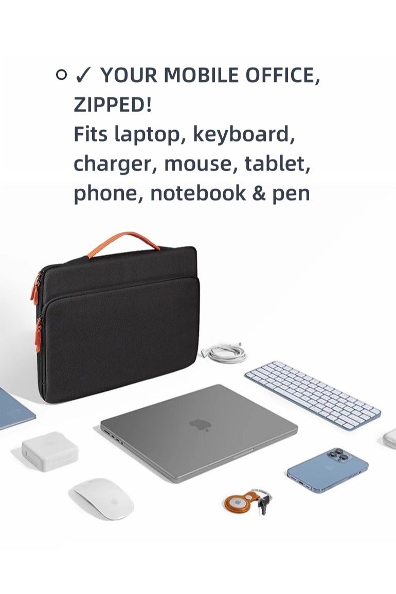 Hiras Shockproof Water Resistant Laptop Bag 14/15.4 inch - Large Capacity Business Travel Tote with Anti-Theft Pockets, Slim Lightweight Design & Luggage Strap, Laptop Bag for Men, Women (Black) - Image 4