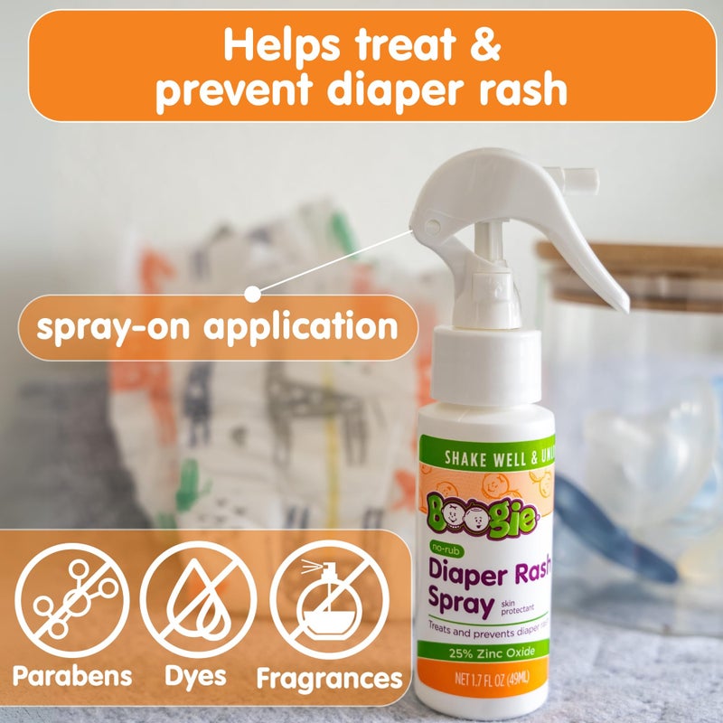 Boogie Wipes Boogie Diaper Rash Cream Spray for Baby, Travel Friendly No-Rub Touch Free Application for Sensitive Skin, Over 200 Sprays per Bottle, 1.7 oz (Pack of 1) - Image 3