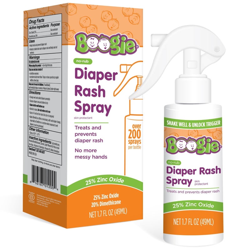 Boogie Wipes Boogie Diaper Rash Cream Spray for Baby, Travel Friendly No-Rub Touch Free Application for Sensitive Skin, Over 200 Sprays per Bottle, 1.7 oz (Pack of 1) - Image 1