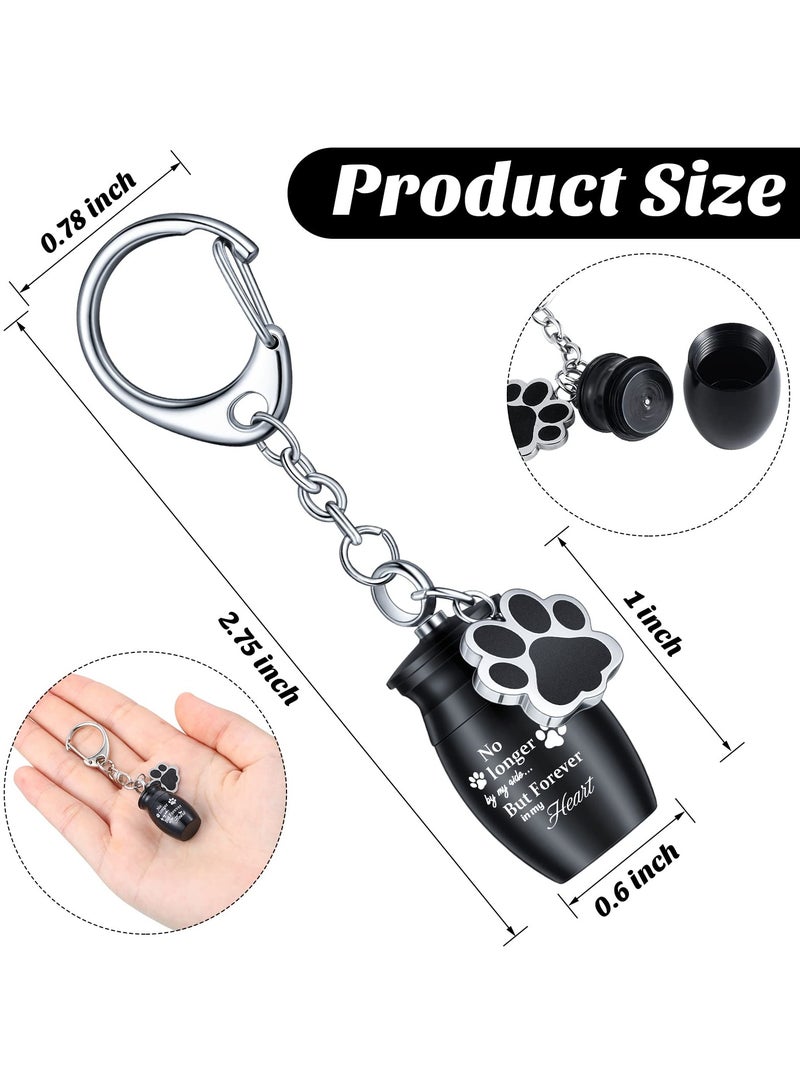 SYOSI 4 Pcs Pet Urns Keychain for Dog Cat Ashes with Storage Bags Small Pet Cremation Keepsake Pend, with 4 Black Velvet Storage Bags, Pet Cremation Jewelry Paw Charm - Image 2