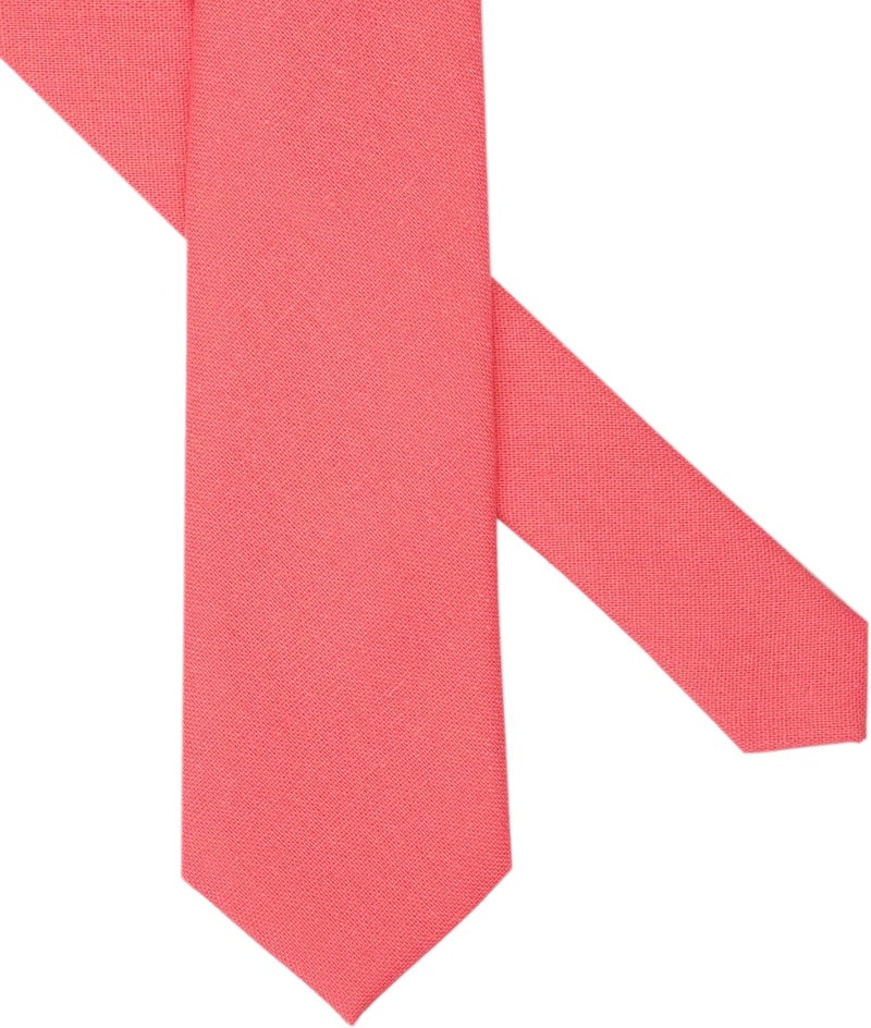 BELLUNO Men's Skinny Ties, Cotton Linen Blend 2.5 inch Solid Neckties - Image 3