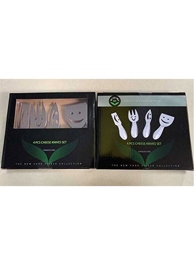 NEWLINE NY 4 Pieces Smiling Faces Cheese Knife Set Hard And Soft Cheese Knives Serving Fork & Cheese Spreader Stainless Steel - Image 4