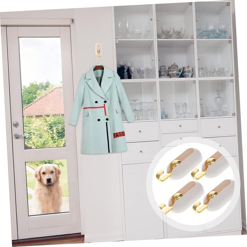 4Pcs Adhesive Wall Hooks No Drill for Clothes Towels Hats in Bathroom Kitchen Bedroom - Image 4