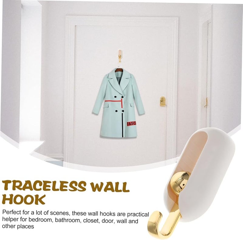 4Pcs Adhesive Wall Hooks No Drill for Clothes Towels Hats in Bathroom Kitchen Bedroom - Image 3