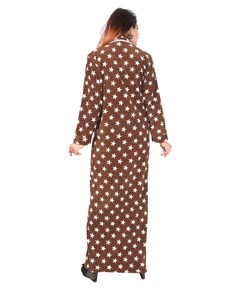 CIERGE Women's Wool Starred Maxi Nighty (Brown Woolen Nighty, brown, Free Size) - Image 4
