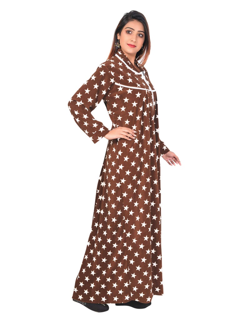CIERGE Women's Wool Starred Maxi Nighty (Brown Woolen Nighty, brown, Free Size) - Image 3