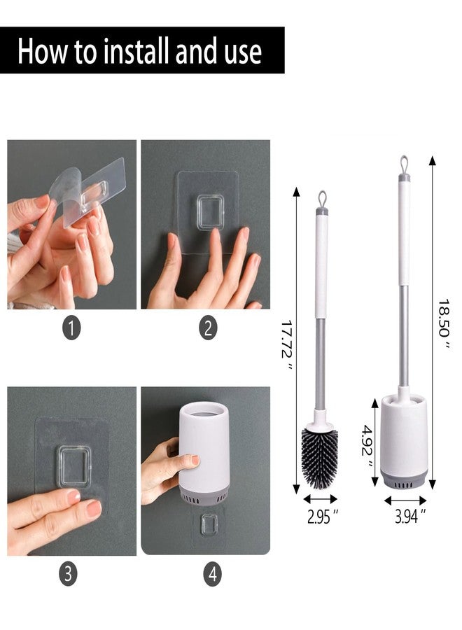 WOBEVB 2 Pack Toilet Bowl Cleaners, Toilet Brush and Holder Set,Silicone Toilet Cleaner Brush,Toilet Scrubber with Floor Standing & Wall Mounted with Ventilated Holder for Bathroom Deep Cleaning - Image 2