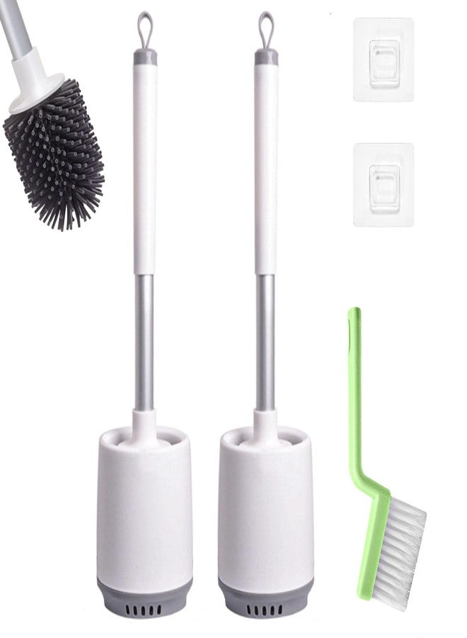 WOBEVB 2 Pack Toilet Bowl Cleaners, Toilet Brush and Holder Set,Silicone Toilet Cleaner Brush,Toilet Scrubber with Floor Standing & Wall Mounted with Ventilated Holder for Bathroom Deep Cleaning - Image 1