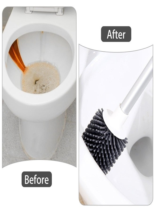WOBEVB 2 Pack Toilet Bowl Cleaners, Toilet Brush and Holder Set,Silicone Toilet Cleaner Brush,Toilet Scrubber with Floor Standing & Wall Mounted with Ventilated Holder for Bathroom Deep Cleaning - Image 3