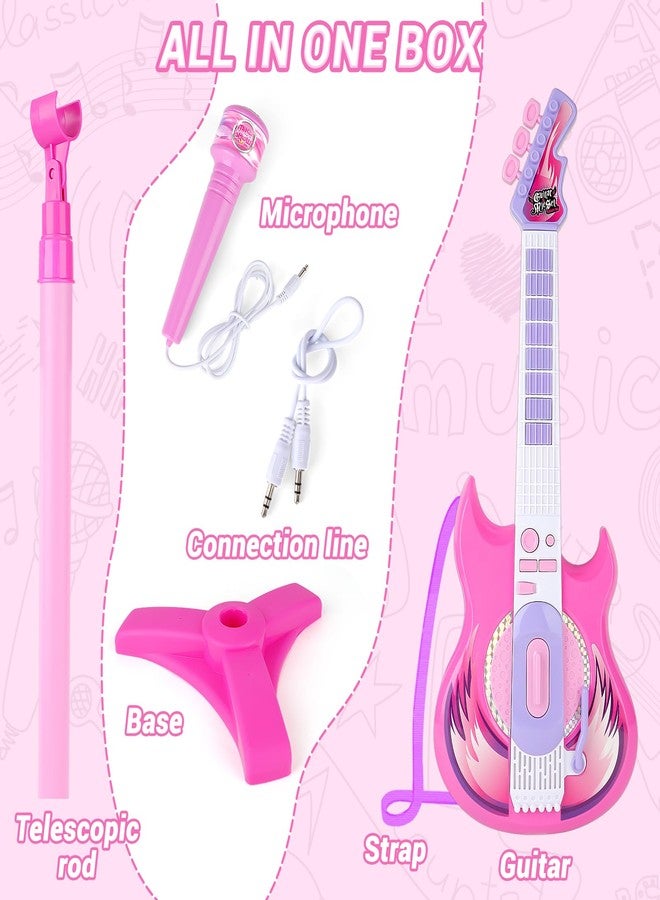 deAO Kids Guitar and Microphone Play Set with Stand for Girls, Musical Guitar Play Set, Adjustable Height Guitar Toys Karaoke Music Toys Birthday Gifts for Kids Boys Girls Toddlers - Image 4