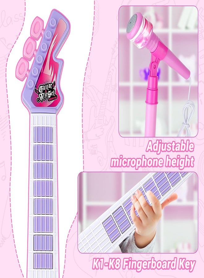 deAO Kids Guitar and Microphone Play Set with Stand for Girls, Musical Guitar Play Set, Adjustable Height Guitar Toys Karaoke Music Toys Birthday Gifts for Kids Boys Girls Toddlers - Image 3