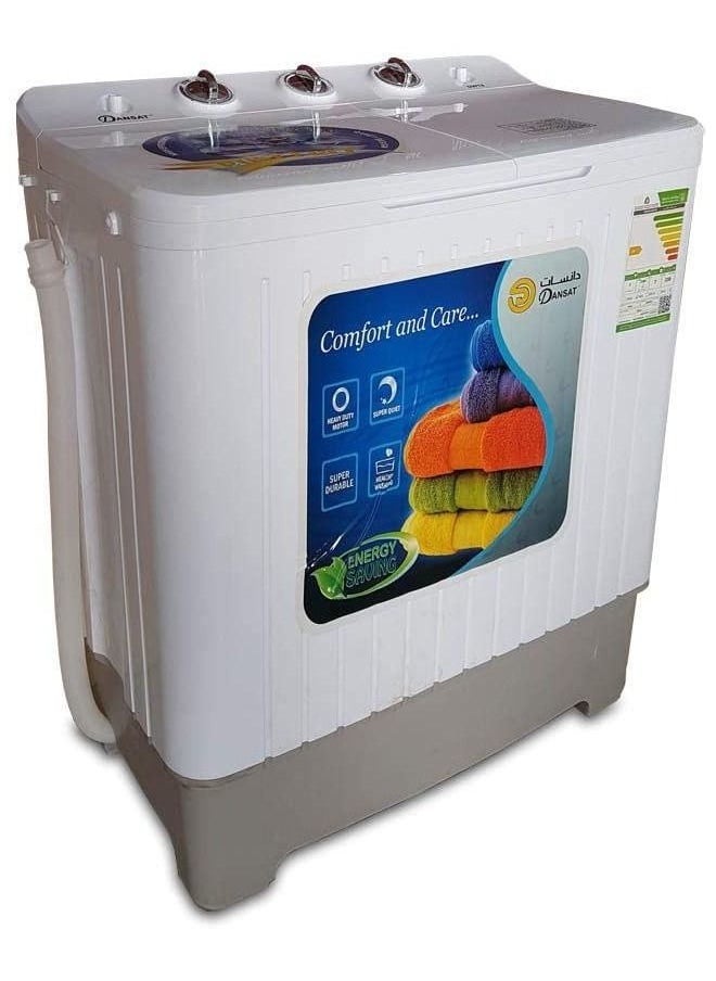 Dansat - Twin Tub Washing Machine 7 Kg, White - DWT8021LW - Image 1