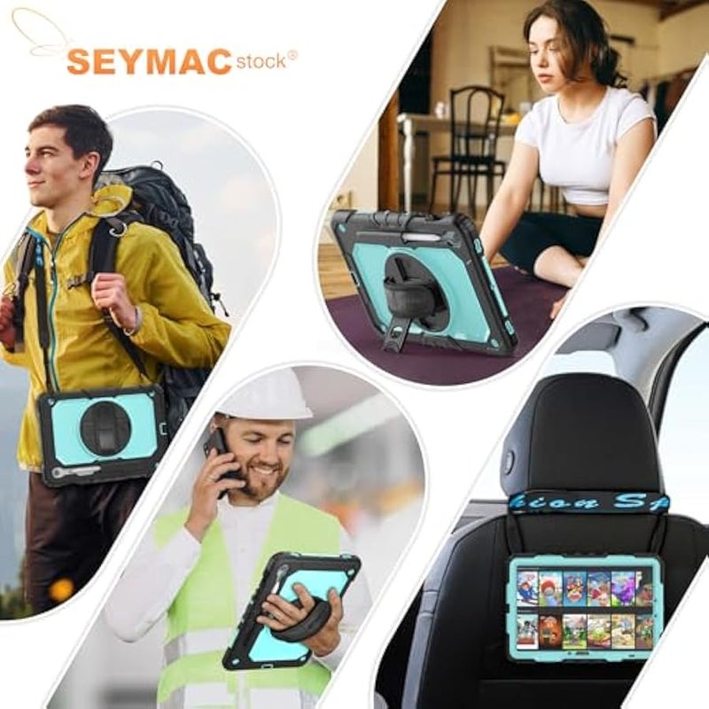 Case for Samsung Galaxy Tab S10 Lite / S10 FE / S9 FE 5G / S9 Tablet Case 10.9''/ 11'' Protective with Screen Protector, Pen Holder, 360 Rotate Stand, Hand Strap, Shoulder Strap, SkyBlue - Image 5