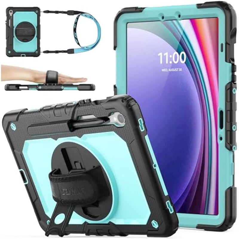 Case for Samsung Galaxy Tab S10 Lite / S10 FE / S9 FE 5G / S9 Tablet Case 10.9''/ 11'' Protective with Screen Protector, Pen Holder, 360 Rotate Stand, Hand Strap, Shoulder Strap, SkyBlue - Image 1