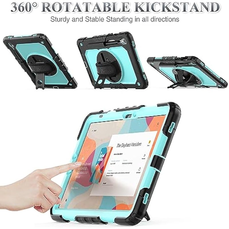 Case for Samsung Galaxy Tab S10 Lite / S10 FE / S9 FE 5G / S9 Tablet Case 10.9''/ 11'' Protective with Screen Protector, Pen Holder, 360 Rotate Stand, Hand Strap, Shoulder Strap, SkyBlue - Image 4