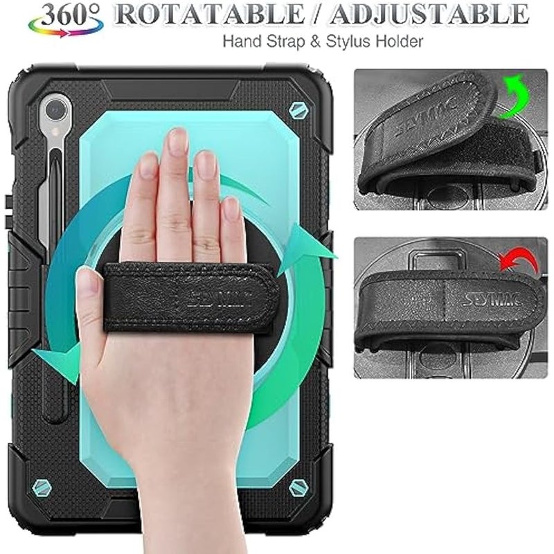 Case for Samsung Galaxy Tab S10 Lite / S10 FE / S9 FE 5G / S9 Tablet Case 10.9''/ 11'' Protective with Screen Protector, Pen Holder, 360 Rotate Stand, Hand Strap, Shoulder Strap, SkyBlue - Image 3