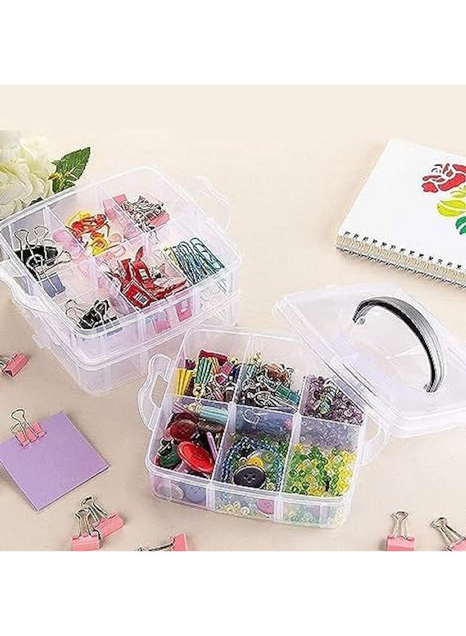 OLMARTT KITCHENWARE 3 Layers 18 Grid Plastic Transparent Jewelry/Makeup/Cosmetic Storage Box Portable Jewelry Box Accessories for Earrings Ring (Transparent) - Image 2