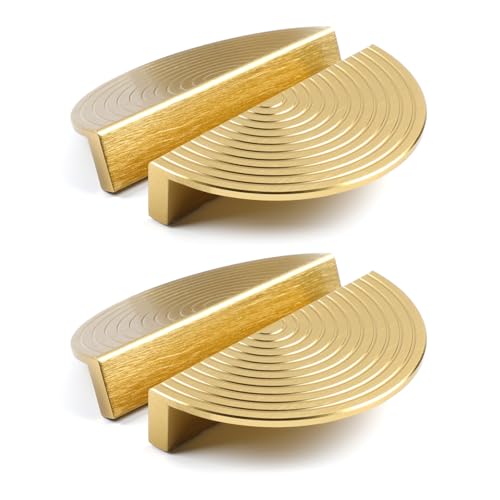 BaiNong Gold Drawer pulls Brushed Brass Cabinet pulls Modern Gold Cabinet Handles Drawer Handles for Dresser Bathroom 4PackLengths4inch Semicircle - Image 1
