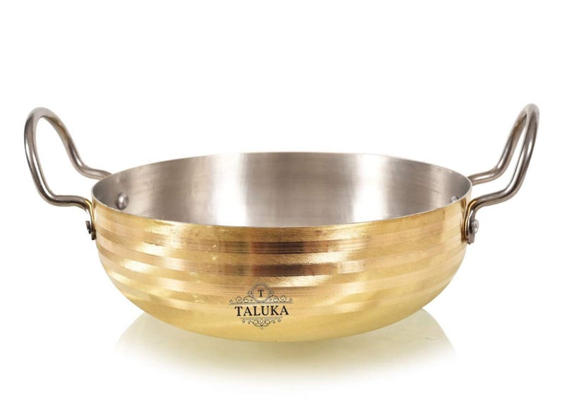 Taluka قدر طلقه ثقيل الوزن من النحاس الخالص للطهي سعة 2.5 لتر/2500 مل خالي من التفلون غير لاصق مصنوع يدويًا (10x10x3 بوصات) - Image 1