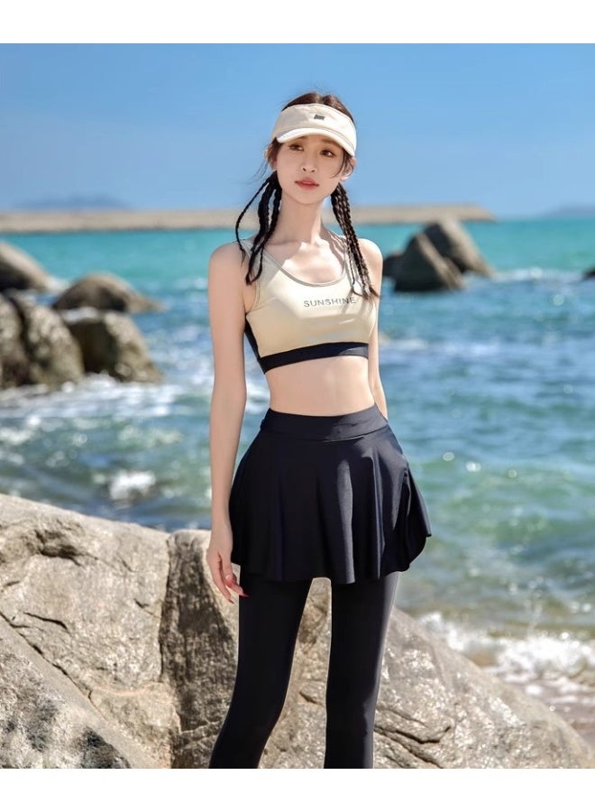 4 Piece Long Sleeve Swimsuits for Women, Swimming Suit with Front Zipper,  Rash Guard UV Protection Swim Shirts - Image 3