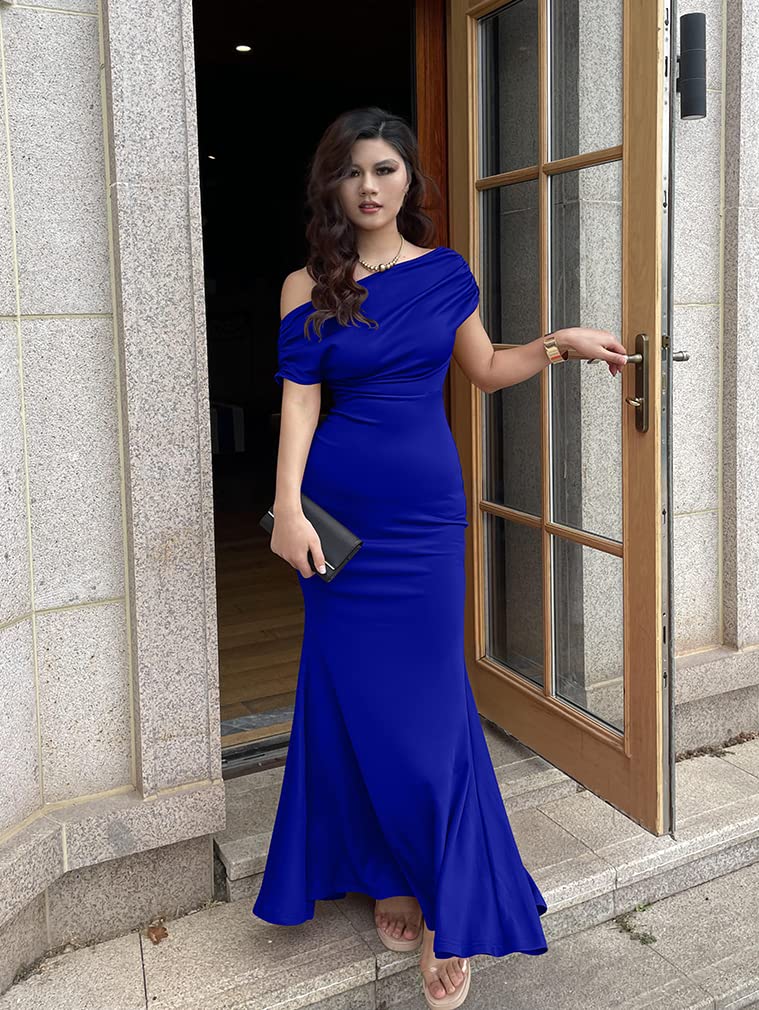 YMDUCH Women's Elegant Sleeveless Off Shoulder Bodycon Long Formal Party Evening Dress RoyalBlue - Image 4