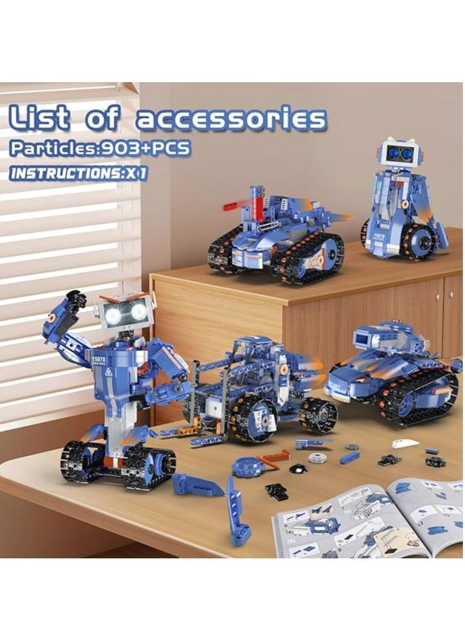mould king - 15078 Educational Remote Control Robot Building block toy, Remote & APP Controlled 5-in-1 RC Robot/Tracked Car/Tank for Boys Girls Ages 8+ Year Old,903 PCS STEM Building Block Toys Gift for Kids - Image 1