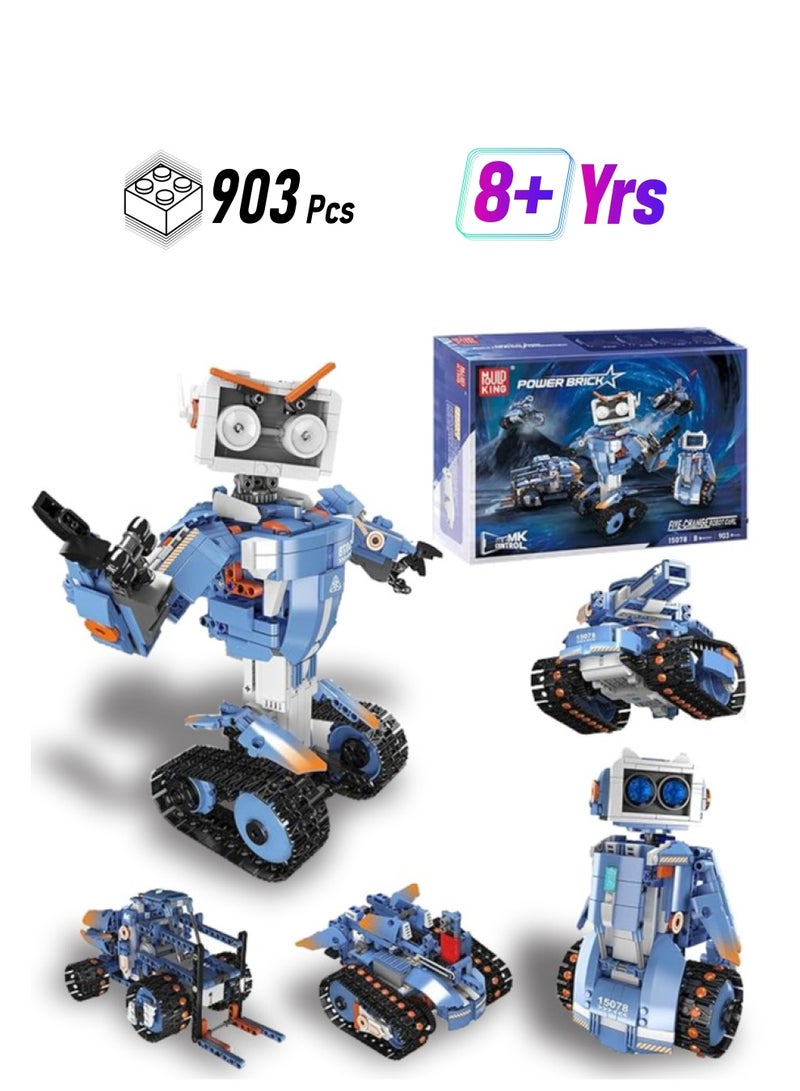 mould king 15078 Educational Remote Control Robot Building block toy, Remote & APP Controlled 5-in-1 RC Robot/Tracked Car/Tank for Boys Girls Ages 8+ Year Old,903 PCS STEM Building Block Toys Gift for Kids  - Image 1