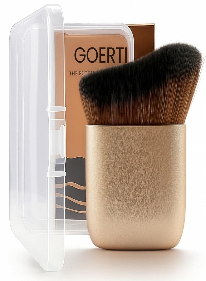 GOERTI فرشاة التسمير الذاتية GOERTI للسفر - فرشاة كابوكي للوجه والجسم، فرشاة مكياج للجسم بتغطية كاملة لمكياج الساقين المثالي، فرشاة برونزر نباتية، أداة خلط الأساس واللوشن - Image 1