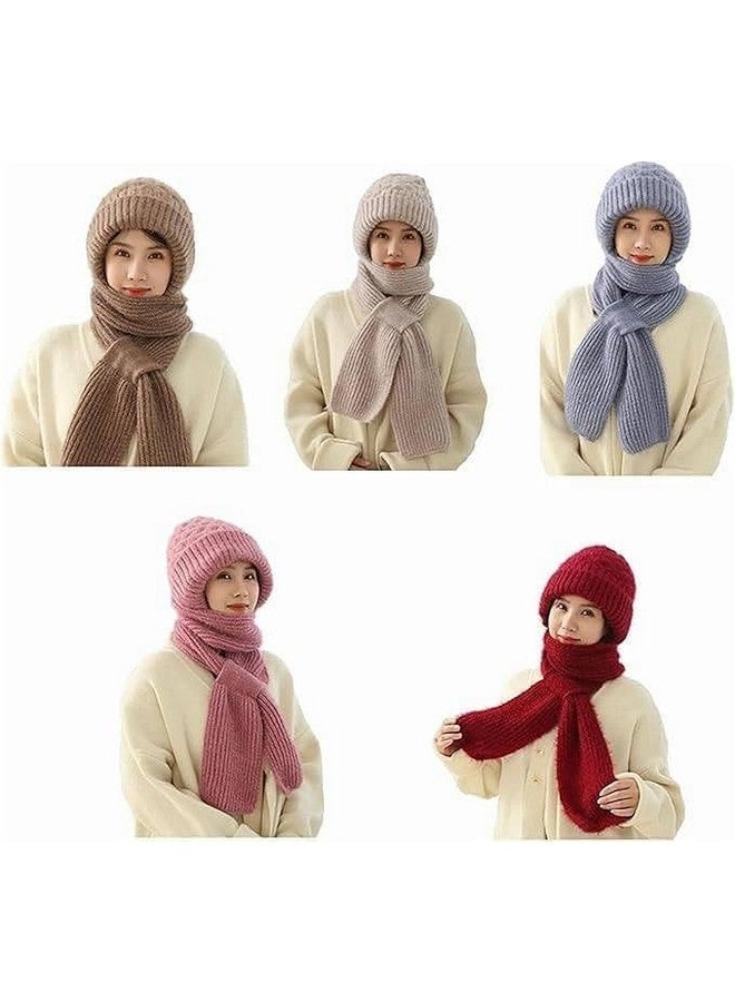TickTrove Women’s 2-in-1 Integrated Hat & Scarf Multicolour - Image 2