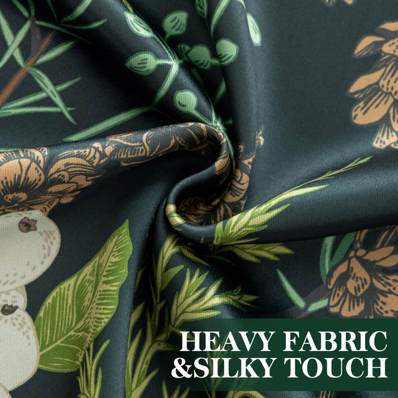 keensoft Botanical 100% Blackout Curtains for Bedroom 84 Inch Length 2 Panels Set Vintage Black Green Plant Floral Curtains Insulated Grommet Room Darkening Window Drapes for Living Roomï¼Œ52Wx84L - Image 4