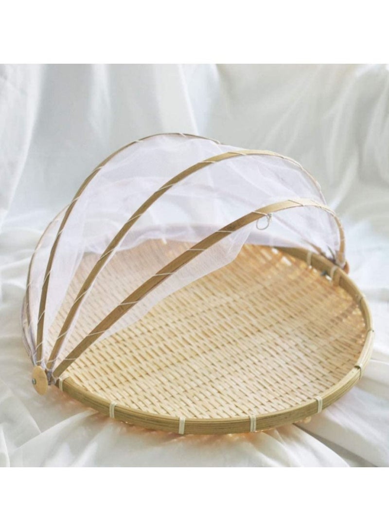 DubaiGallery Hand-woven food basket, bamboo food tent basket, mesh gauze cover food tent basket, outdoor bread basket  - Image 3