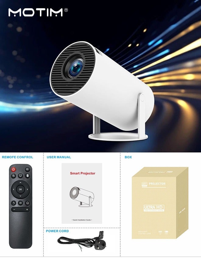 Motim Projector Android HY300 PRO, Portable HD Home Video Projector, Automatic Keystone Correction, 4K/ 200 ANSI Smart Projector with 2.4/5G - Image 1